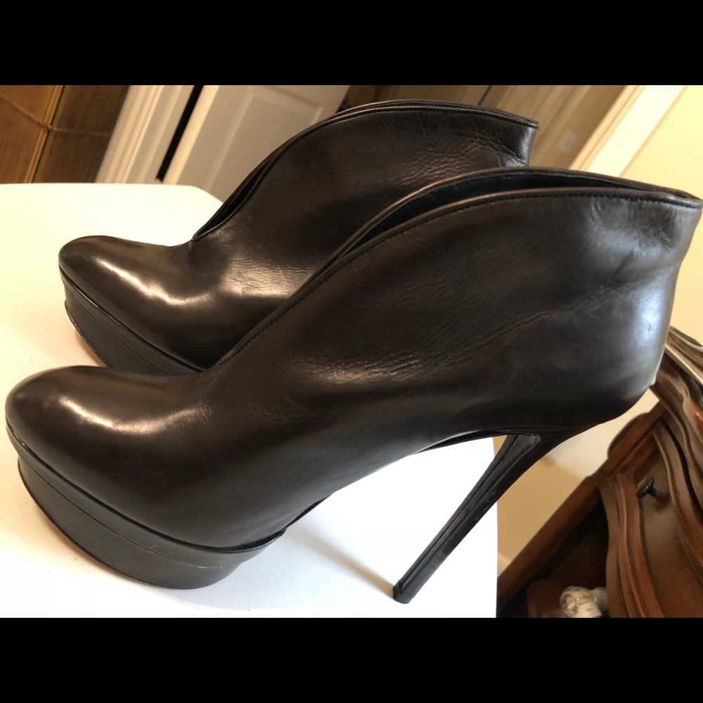 Woman designer 5" ankle heels Brian Altwood